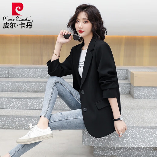 Pierre Cardin Small Blazer Women's 2025 Spring and Autumn New Style Small Korean Style Versatile Professional Casual Internet Celebrity Street Suit Black M Size Recommended 92-104 Jin Jin is equal to 0.5 kg