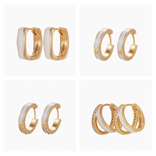 Fellala (fallala) Huacai Ribbon Earrings Women's Retro Earrings High-end Earrings Simple Earrings Holiday Birthday Gifts Huacai Ribbon Earrings | White