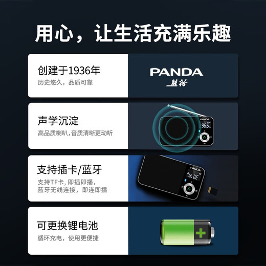 Panda (Panda) 6210 Bluetooth-Radio tragbare Multifunktions-Frequenzmodulation Small-Taschen-FM-Frequenzmodulation BEAMMER BEHALTE