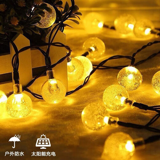 Nuzheng Solar Outdoor Light Courtyard Home Waterproof Light with Balcony Hanging Light Garden Layout Light String Outdoor Decorative String Light 30 Lights 6.5 Meters - Warm White