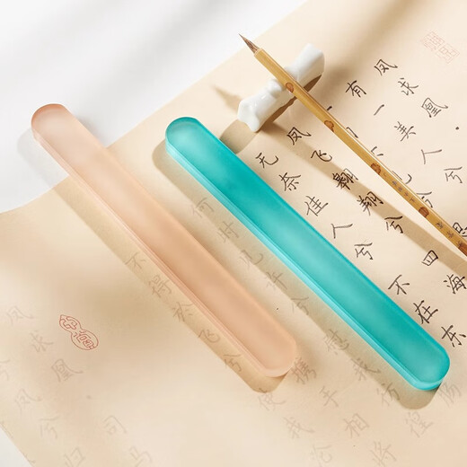 Yushui Lake Crystal Paperweight Ruler Children's Calligraphy Glaze Brush Paperweight Ruler Stone Chinese Painting Paper Press Special Creative Transparent Paper Weight Paper Press Press Strip Paper Weight Ornament Single Pack