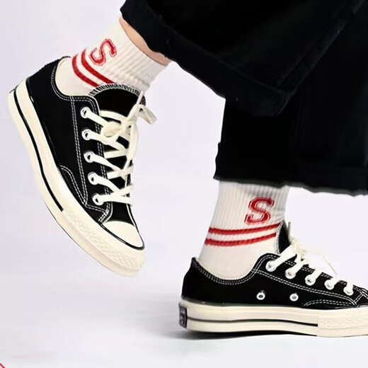 匡威（Converse）帆布鞋男  1970s三星标 运动休闲鞋子 黑色板鞋女 162058 35