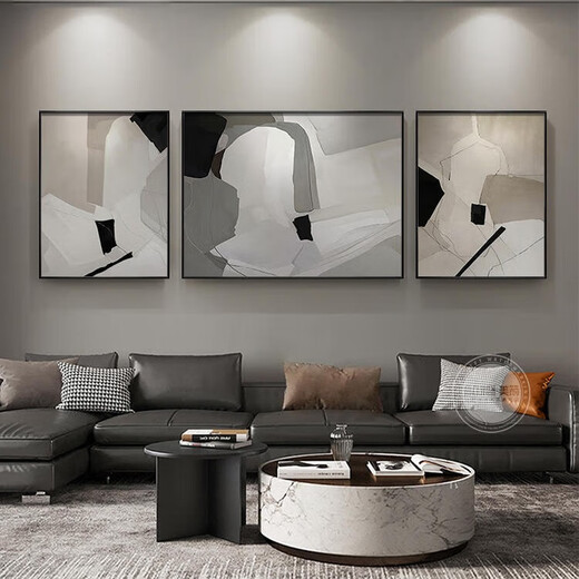 
Huaixue Living Room Decoration Painting Black and White Sofa Background Wall Hanging Painting Light Luxury High-end Art Atmospheric New Wall Painting Mural JD11969 Left and left and right 40*60 Middle 80*60 Textured Oil Canvas Aluminum Alloy Black Frame