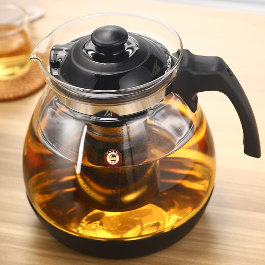 Golden Bear glass teapot cold kettle thickened heat-resistant filtered scented tea kettle anti-collision bottom office glass tea set 2.3L