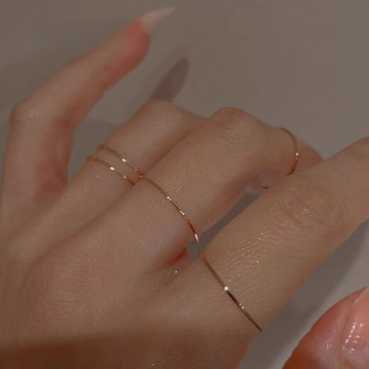 Fat Donglai's same style 18k rose gold ring, ultra-fine minimalist 18K gold-filled ring for women, light luxury, rose gold - single price + high-end gift box, US No. 8, 115 Jin Jin is equal to 0.5 kg ~130 Jin Jin is equal to 0.5 kg