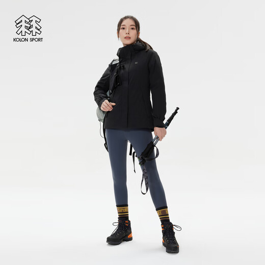 KOLON SPORT可隆户外运动女子防水透湿耐磨可拆卸轻量连帽羽绒服