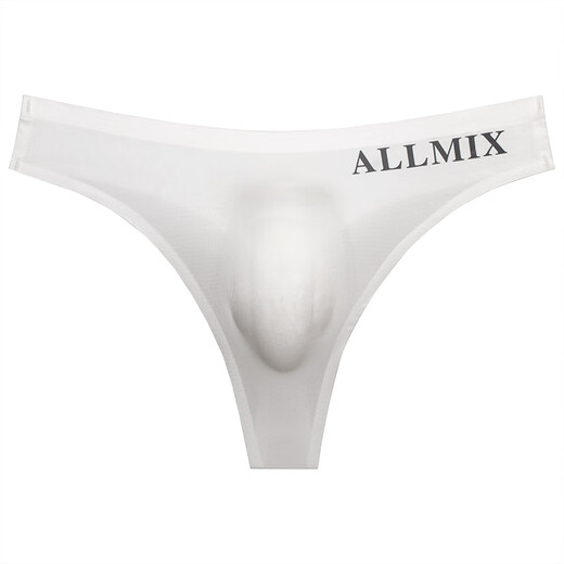 Le Jin [Jin equals 0.5 kg] Wei ultra-thin ice silk sports fitness single thong men's one-piece T transparent sexy low waist markless men's underwear pearlescent jean silk letters men's 3 packs M