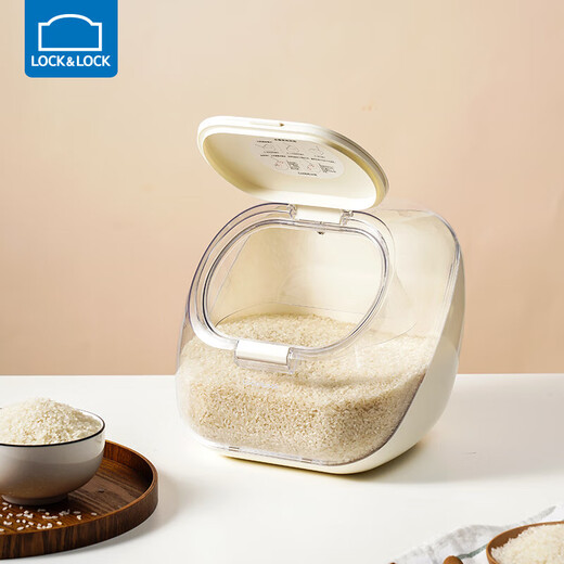 LOCK & LOCK measuring cup cereal bucket kitchen sealed rice bucket flour grains insect-proof and moisture-proof storage box 5.7L white