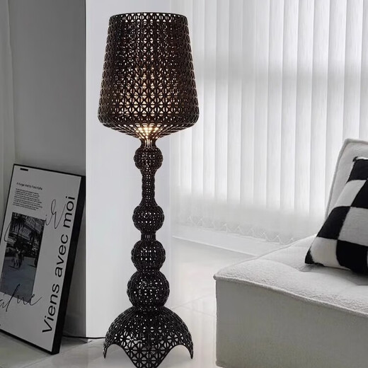 Zhong Shuai Italian designer living room hollow floor lamp ins style bedroom model room modern creative art dimming lamp floor lamp - black - touch switch