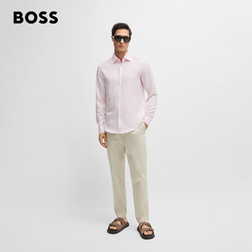 Boss Men de style décontracté Shirt Twill mixte 688-Light Pink XL (41)