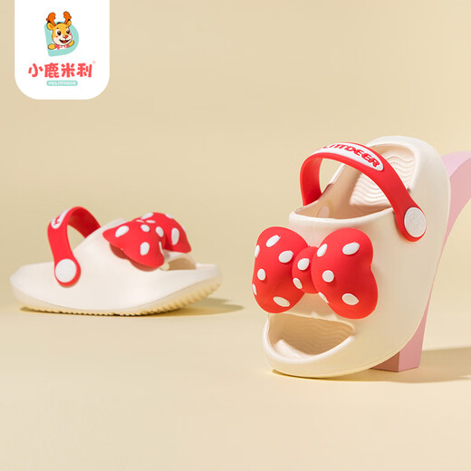 Deer Mili baby hole shoes girl summer 1-3 years old 2 home eva baby anti-slip soft bottom new children's slippers strawberry red inner length 15cm