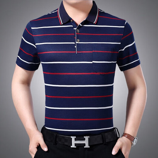 Danyuting Summer Nuevo estilo de Camiseta Middle de Middle Middle-Echel de mediana edad y ancianos Camiseta de mediana edad de 40-50, de 40-50 años, ropa de verano suelta Nanjia solapa de manga corta 1504 rojo xxs m código 48 código recomendado 7590Jin [Jin equivale a 0.5 kg]