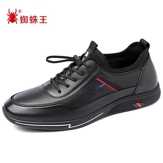 SPIDER KING casual leather shoes men's sports shoes men's business lace-up soft leather shoes men 213QA02135 black 42