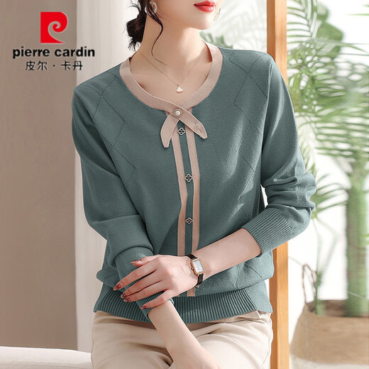 Pier Cardin, jeune mère, robe Tempérament Shirt Tript Spring and Automn Sweater Automne Base Buthirt Nouveau haut à manches longues lâches TT698 # Bourgogne M 95-105Jin [Jin est égal à 0,5 kg]