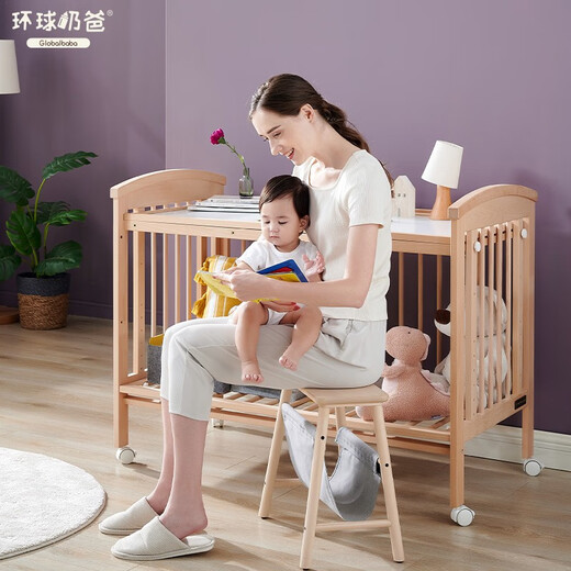 Thanksbaby婴儿床实木宝宝婴儿床拼接大床神器实木床多功能宝宝bb床 婴儿床+8CM椰棕床垫