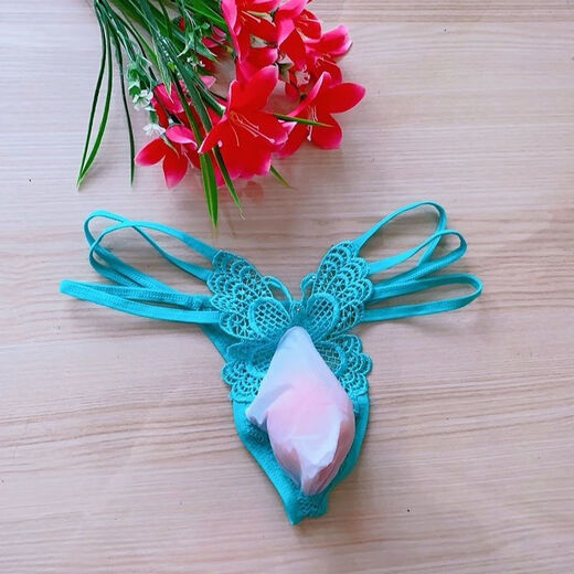 Men's no-take-off hollow thong, seamless thin straps for couples, butterfly embroidered T-pants, sexy underwear, red one pack, one size fits all 100-130 Jin Jin equals 0.5 kg