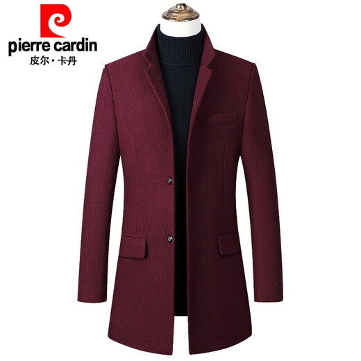 Pierre Cardin woolen windbreaker men's mid-length windbreaker autumn and winter British woolen woolen coat men's thickened cotton knitted 9002 cottoned and thickened gray 175/L