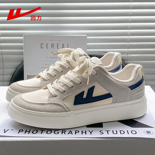 Warrior men's shoes, fashionable flat sneakers, versatile lace-up sports and casual shoes H663T gray/meter/dark blue 42