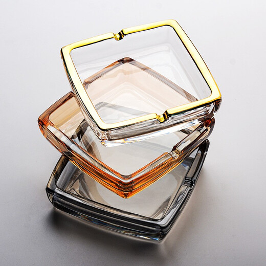 Manwei household windproof ashtray office business ashtray creative personality living room small simple glass ashtray bedroom anti-fly ash amber + ash