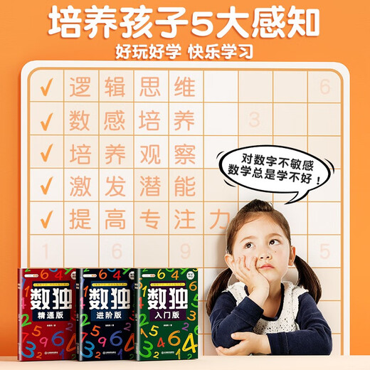 【斗半匠】数独阶梯训练小学生6-7-10岁儿童数学思维训练游戏书四六九宫格专注力训练益智游戏玩具书 【从入门到精通】数独训练全3册 小学通用