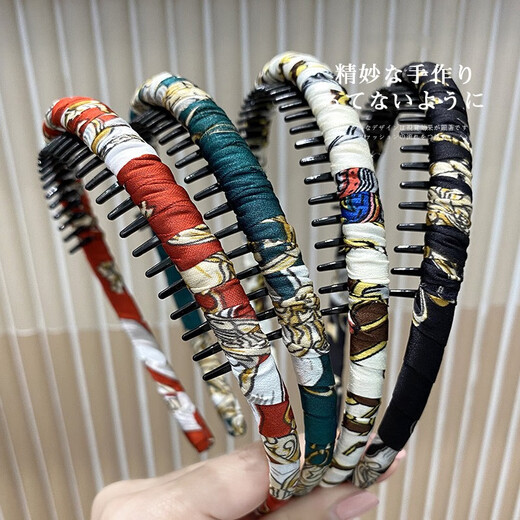 Gardenia Blossoms Hairband with Teethed Hairpins for Shredded Hair Pressed Hair for Women Anti-Slip Internet Celebrity Face Wash Hairband with Bangs Fabric Hairpins Headband with Teethed Fabric Hairbands Pure Black Shiny Silk