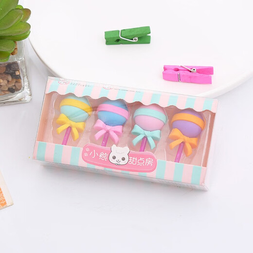 Erase de postre en caja linda Caja de regalo de dibujos animados creatorias Borrador de estudiantes Peopsicle Popsicle Eraser 4 cajas/set 6174