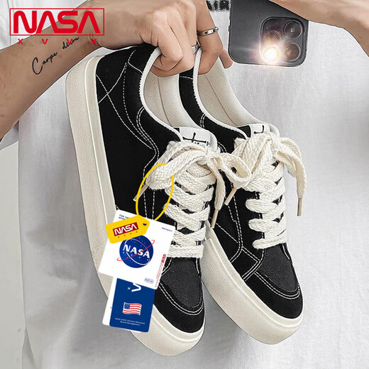 NASA XVVX官方联名情侣帆布鞋男女同款百搭韩版学生低帮板鞋平底休闲潮鞋子 黑色 42 男
