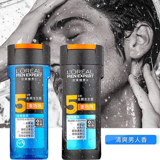 L'Oreal Herren Shampoo Ölkontrolle flauschiger Anti-Tandruff-Linderung juckfreier Silikonöl-Holzkohle Erfrischendes Shampoo für Männer und Frauen, die Holzkohle erfrischend Öl Shampoo 700 ml [2 Flaschen]