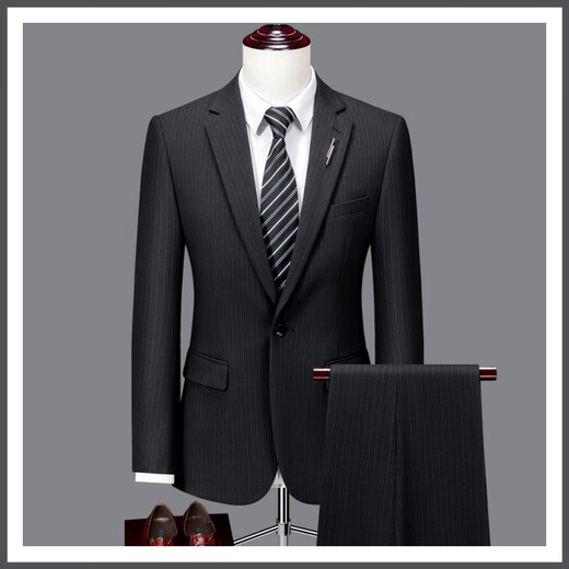 Pierre Cardin no-iron anti-wrinkle suit suit for men, wedding, groom, wedding, business formal wear, high-end suit, tailored dress for gentleman, black suit + trousers L