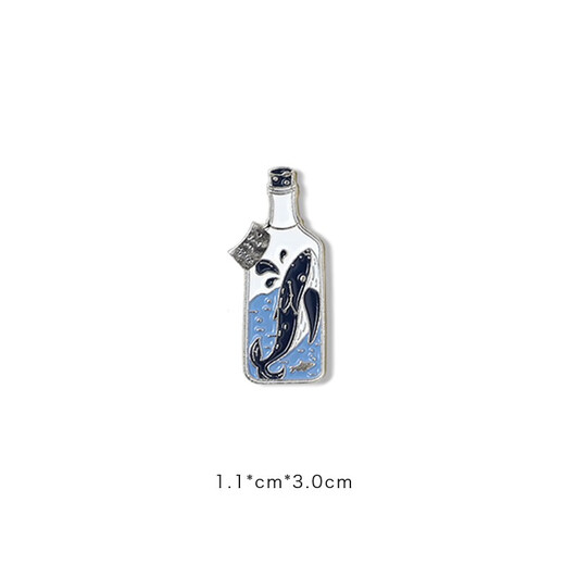 EKUSTYEE astronaut couple brooch whale cute creative men's and women's metal badge pin bag decoration drift bottle whale