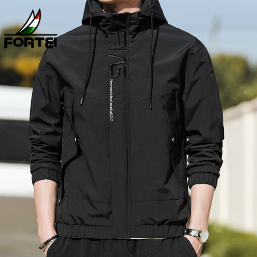 FORTEI jacket men's fashion trend top casual versatile jacket men DZLJK802 black XL