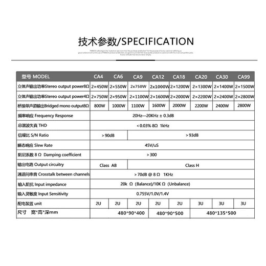 MEIMI CA power amplifier audio high-power pure post-stage professional stage full-range speaker subwoofer performance amplifier KTV stage performance four-channel amplification CA6=650X650W