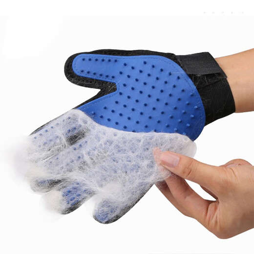 Lorif pet hair removal and sticky hair removal gloves, cat and dog grooming gloves, dog and cat bathing gloves, dog comb, grooming gloves blue (right hand)