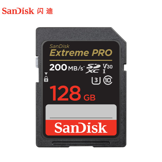 SanDisk 128GBV30SD memory card U3C104K camera memory card reading speed 200MB/s writing speed 90MB/s mirrorless/SLR camera expansion