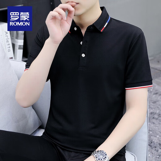 T-shirt à manches à manches courtes Romon Polo T-shirt Men's Perge Cotton Trend 2023 Top Vêtements T-shirt à manches à manches à manche 5012 White 4xl (adapté à 180-200jin [Jin est égal à 0,5 kg]
