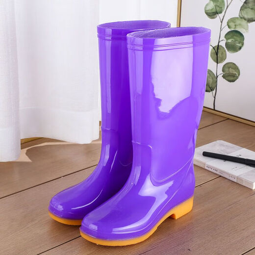 淇丝蔓新款中筒加绒雨鞋雨靴防水鞋胶鞋套鞋水靴女时尚成人防滑高筒雨鞋 天蓝中筒【无绒】 38