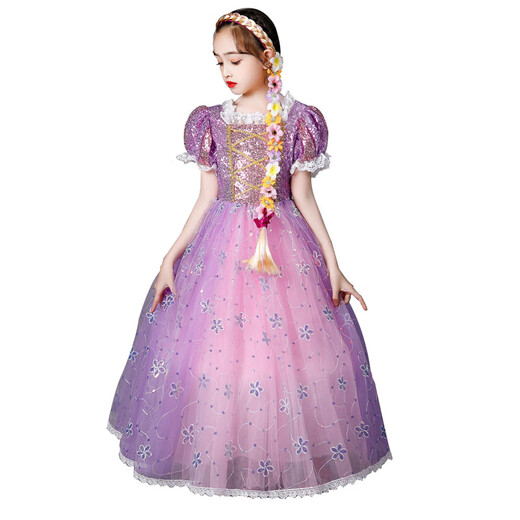 
SHEYIJUN Rapunzels Dress Lepeelsa Aisha Anna Aisha Treasure Spring and Autumn Ye Luoli Dress Long Dress 9227 Purple Spring Dress + Crown + Stick Size 100