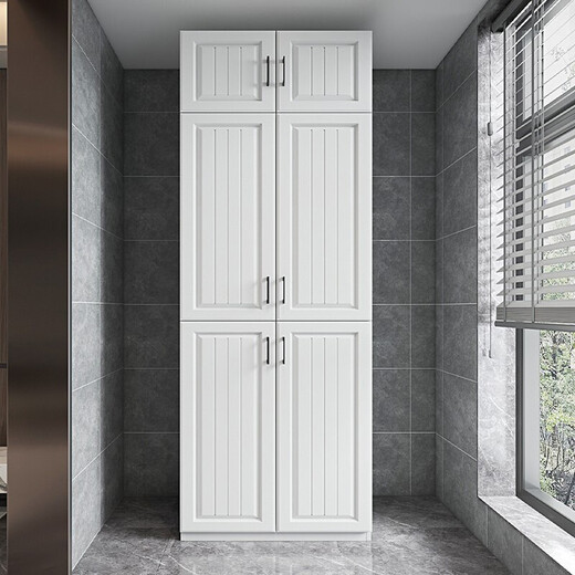 Bumanlen solid wood sunscreen wall storage cabinet large capacity shoe cabinet floor-standing moisture-proof bay window cabinet custom-made sundry cabinet six-door model length 120 depth 50 height 200 free installation