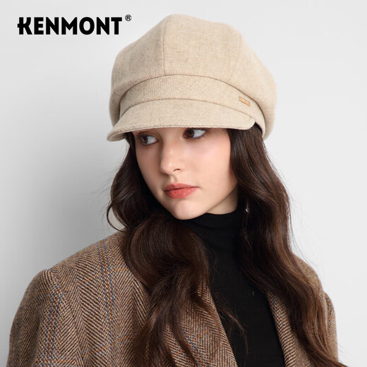 Kenmont pure wool duck bill beret women's face-saving, warm and fragrant British woolen octagonal painter's hat km-5251