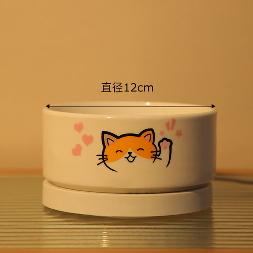 CLCEY猫咪恒温饮水机饮水器酸奶机水碗加热猫喝水喂食喂水神器猫碗冬天 【350ml】雪域白喵陶瓷碗+多档温