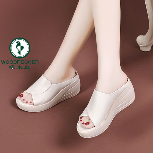Spechtleder-Fersenruhrschuhe für Frauen 2025 Neue Dick-Soled-High-Flip-Flops für Sommerkleidung Leichte Mutter Sandalen schwarz 35