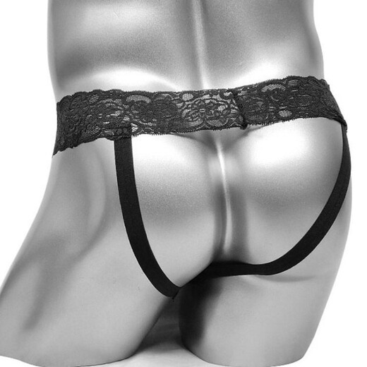 Men's sexy underwear large size sexy see-through lace hollow thong youth sexy underwear without revealing butt hair L