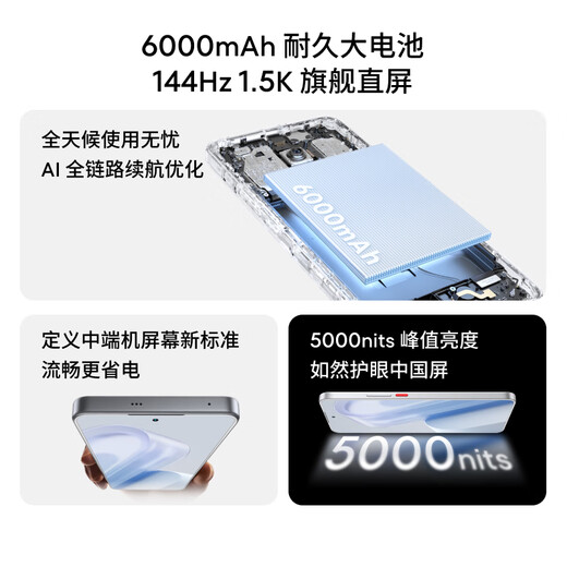 
Meizu (MEIZU)Lucky 08 AI Lucky Mobile Phone 12GB+256GB Star Yaobai 6000mAh long-lasting battery life 1.5K flagship eye protection screen Flagship AI technology Government subsidies