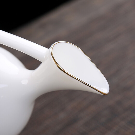 Bi Fang utensils Japanese sake pot ceramic white wine pot three liang Dehua mutton fat jade porcelain half Jin Jin is equal to 0.5 kg liquor dispenser pure white half moon pot (about 260ml)