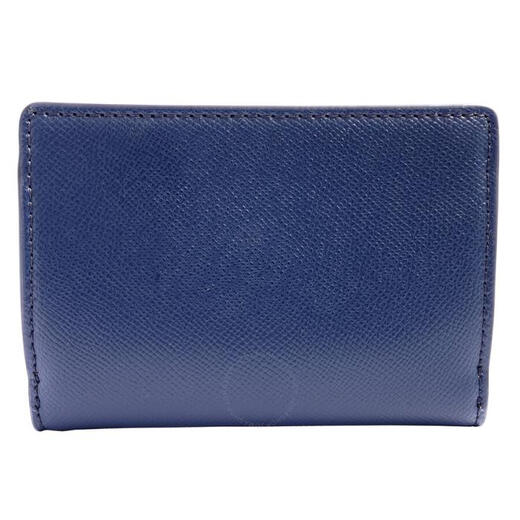 MICHAEL KORS luxury fashion brand women's wallet blue embossed leather short MK metal logo 32T8GF6D6T-436 pic os