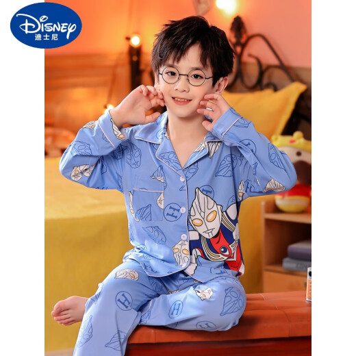 迪士尼（DISNEY）儿童睡衣男童春秋长袖纯棉薄款蜘蛛侠小男孩中大童宝宝家居服套装 1047-超人 14码身高130-140cm8-9岁
