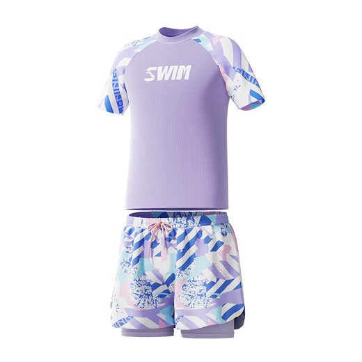 Li Ning (LI-NING) children's swimsuit girls split youth breathable hot spring swimsuit 7111 blue purple 160