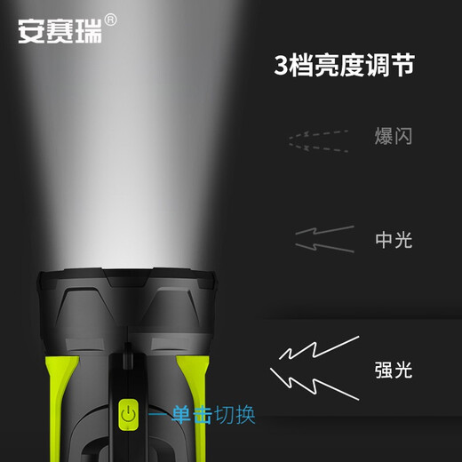 Ansairui LED strong light flashlight, rechargeable super bright multi-function portable searchlight, miner's lamp emergency light 311151