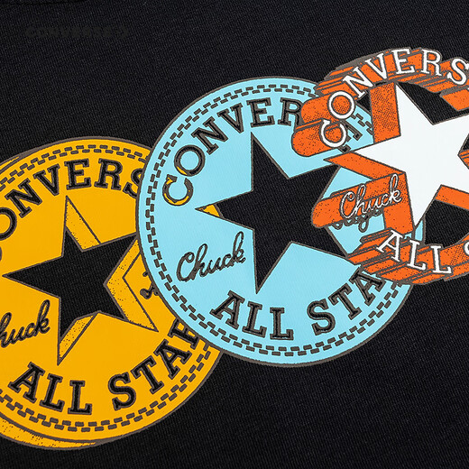 Converse children's clothing boys' short-sleeved T-shirt summer new printed tops children's casual T-shirt black 150/72 recommended height 140-152cm