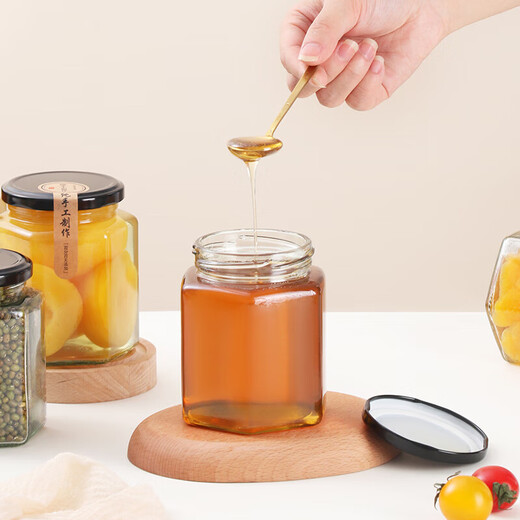 Baijie glass sealed jar honey bottle can be steamed glass bottle storage jar bird's nest sub-bottling bottle 500ml*6 pickled Laba garlic